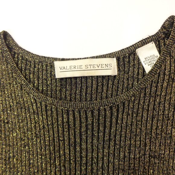 Valerie Stevens Women's Gold‎ Black Sleeveless Silk Crew Neck Stretch Top Size S - Picture 3 of 6
